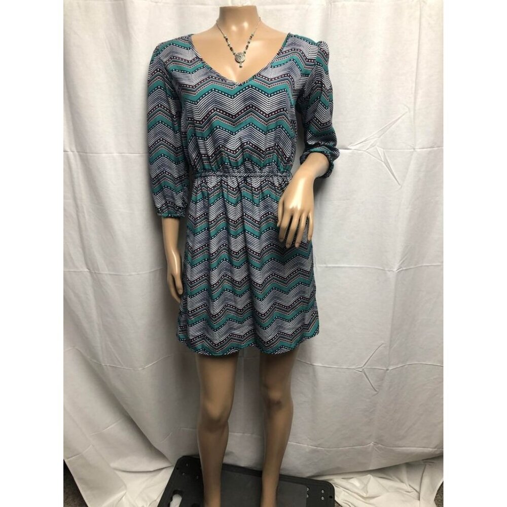 BeBop Mini Dress Womens Size Small Navy Teal V Neck Lightweight Casual Travel